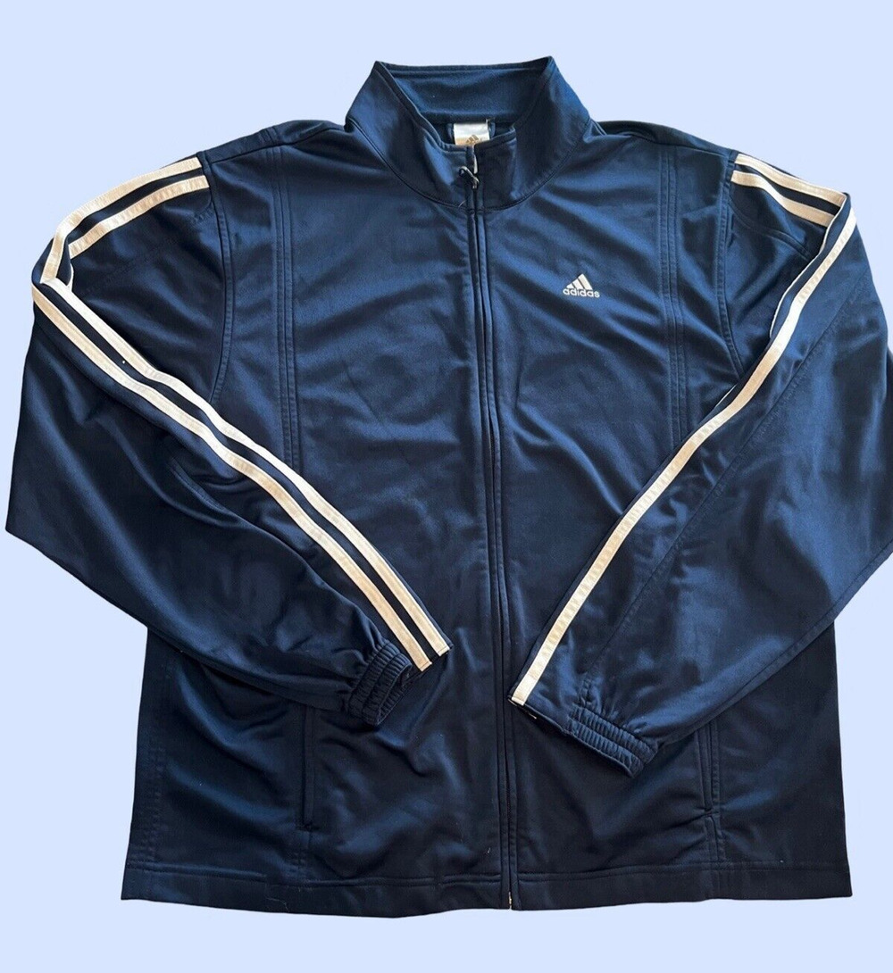 ADIDAS Track Jacket, Full Zip, Navy Blue| Women's: L